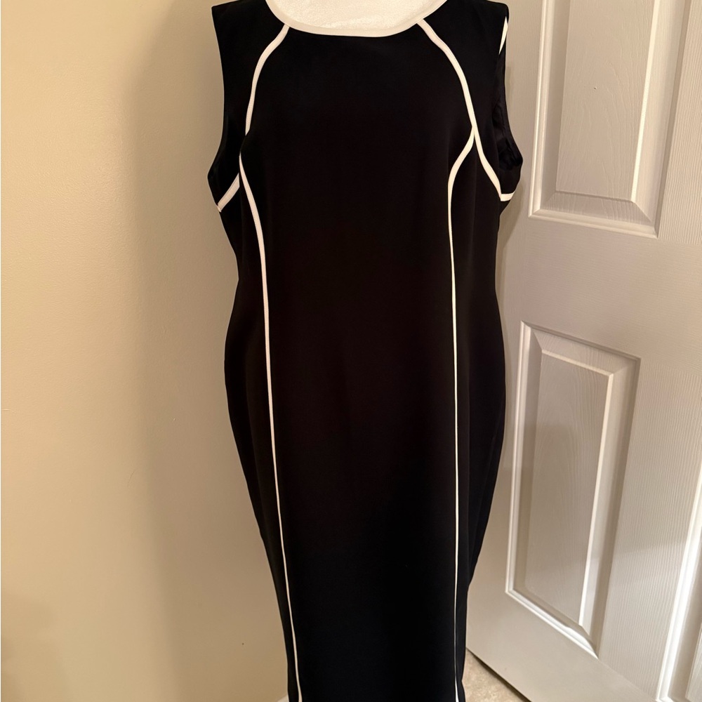 Kasper Black Dress with White Trim
